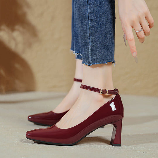Damen elegante Slingback-Pumps mit robustem Blockabsatz und raffiniertem Riemen EB