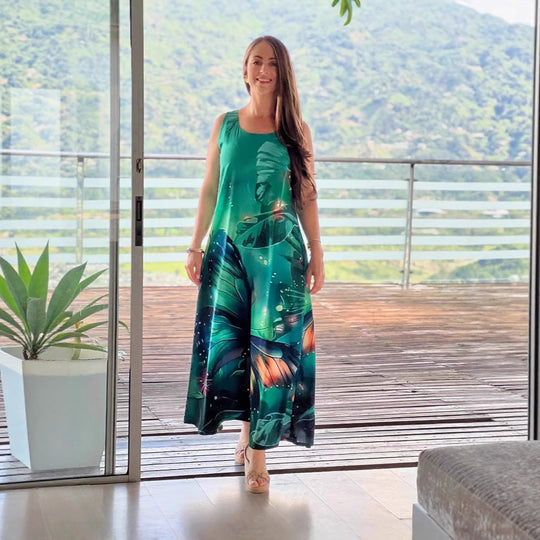 Damen Maxikleid mit floralem Design und fließendem Schnitt EB
