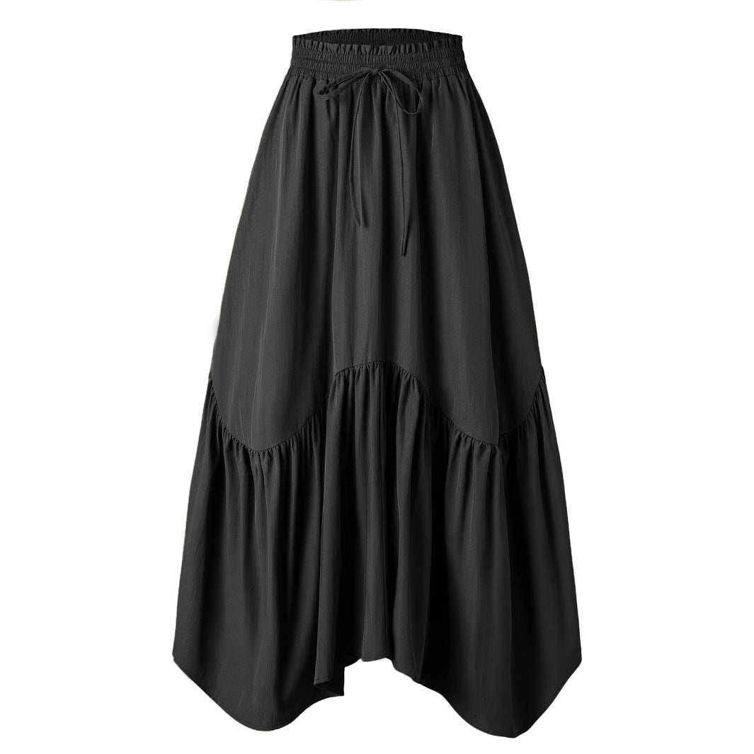Damen Maxi-Rock mit kreativem Volantdesign und elastischem Bund EB
