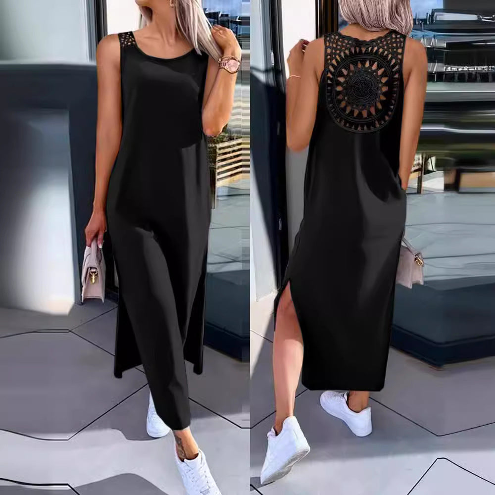 Damen Maxi-Kleid mit handgefertigter Spitze EB