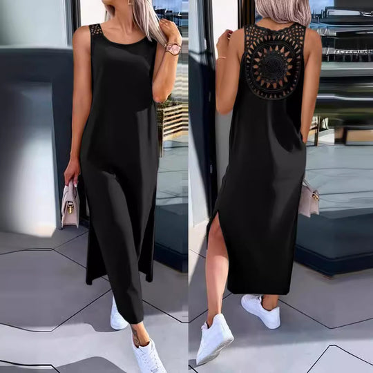 Damen Maxi-Kleid mit handgefertigter Spitze EB