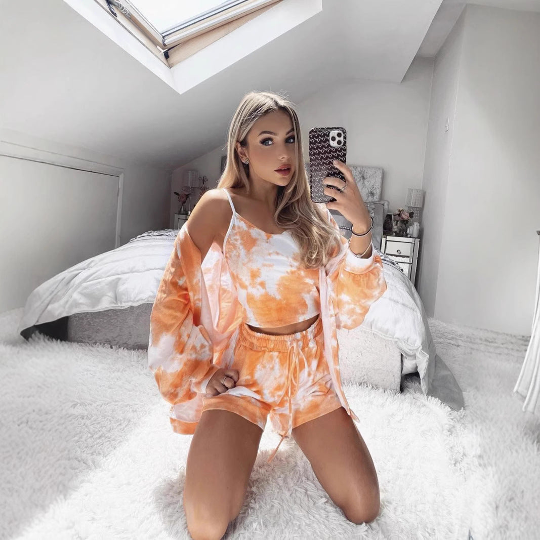 Damen Freizeit Set mit kurzem Oberteil und lässiger Shorts EB