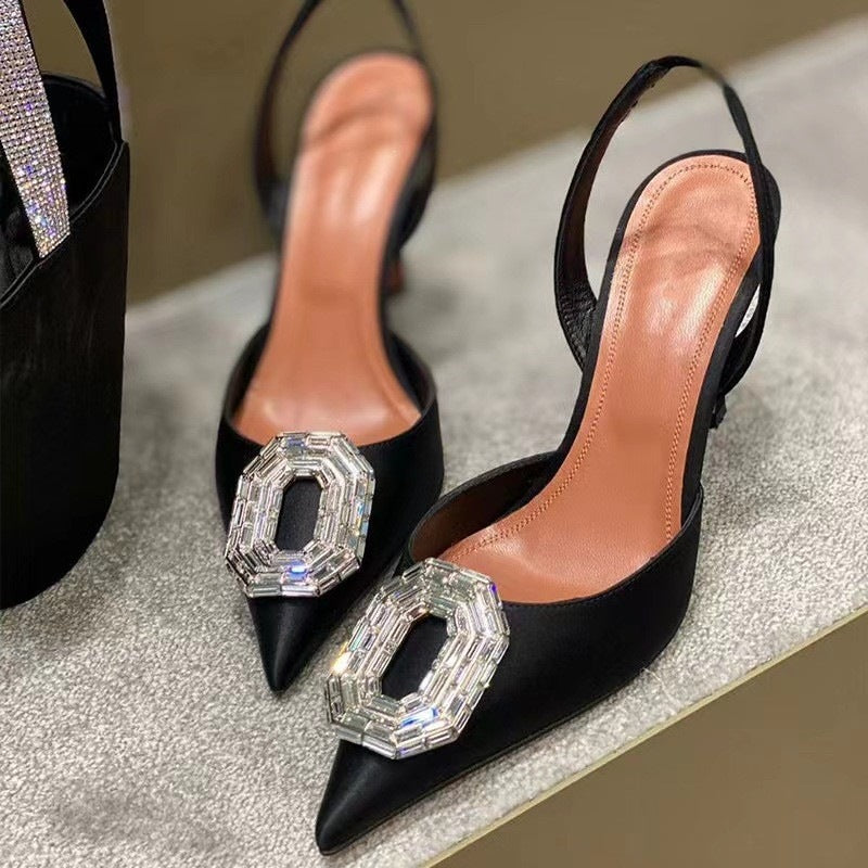 Damen Glamouröse Slingback High Heels mit funkelndem Schmuckdetail EB