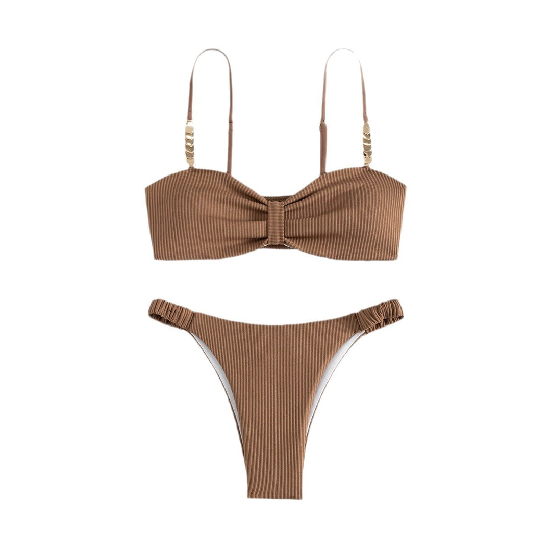 Damen Bustier-Bikini mit elegantem Schleifen-Design und modischen Akzenten EB