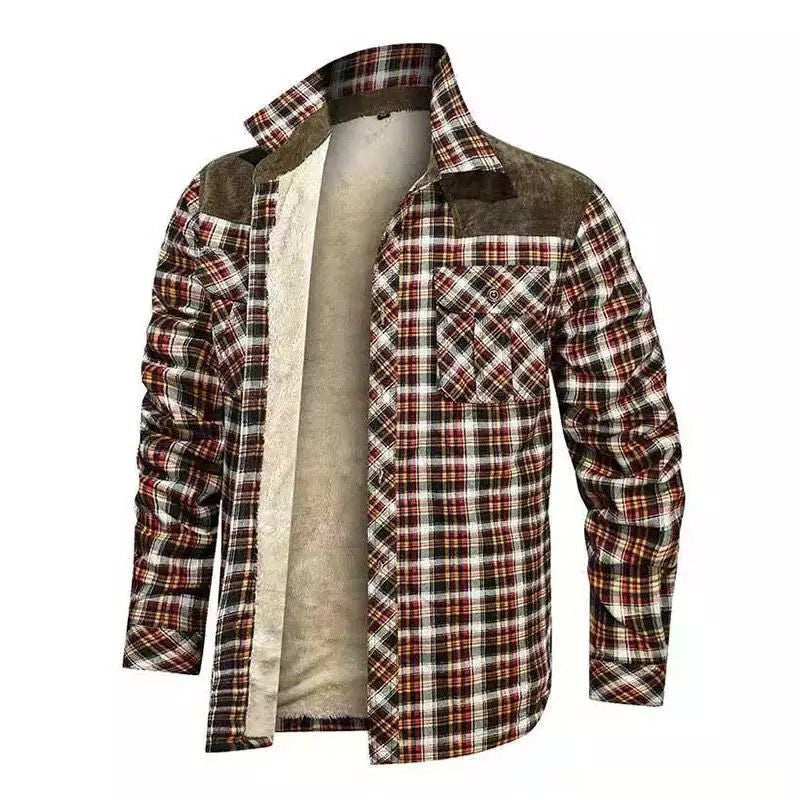 Herren warme Flanellhemdjacke mit gefütterten Taschen EB