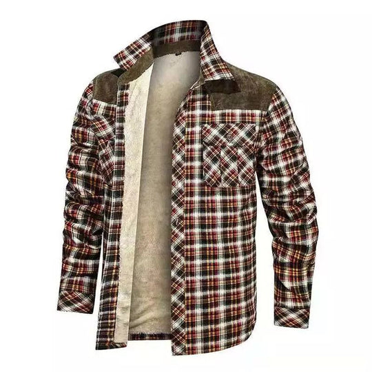 Herren warme Flanellhemdjacke mit gefütterten Taschen EB
