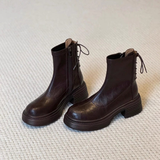 Damen stilvolle Ankle Boots mit praktischem Reißverschluss und robustem Blockabsatz EB