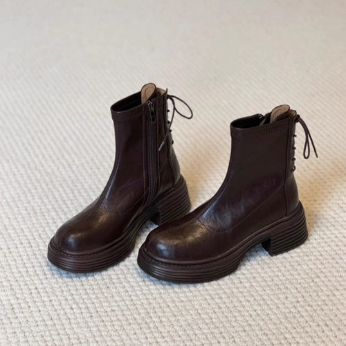 Damen Stiefeletten mit komfortablem Plateau und modischem Schnürdesign EB