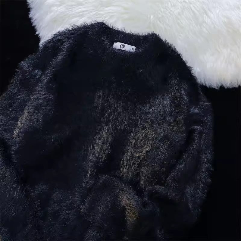 Damen Flauschiger Rundhalspullover EB