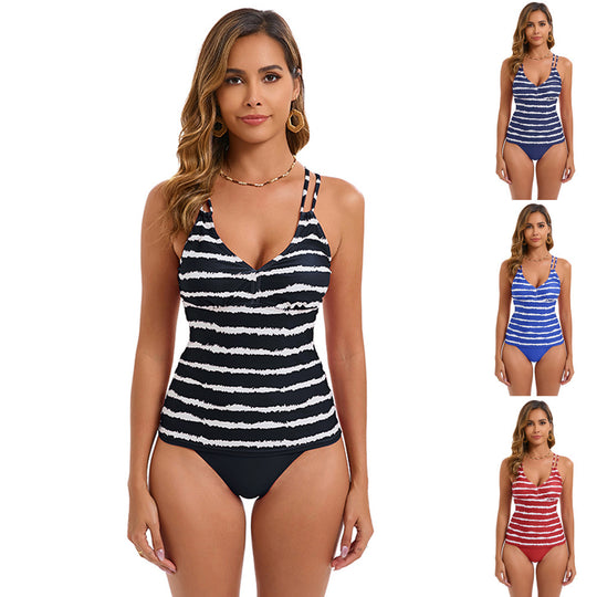 Damen Tankini mit modischem Streifenmuster EB
