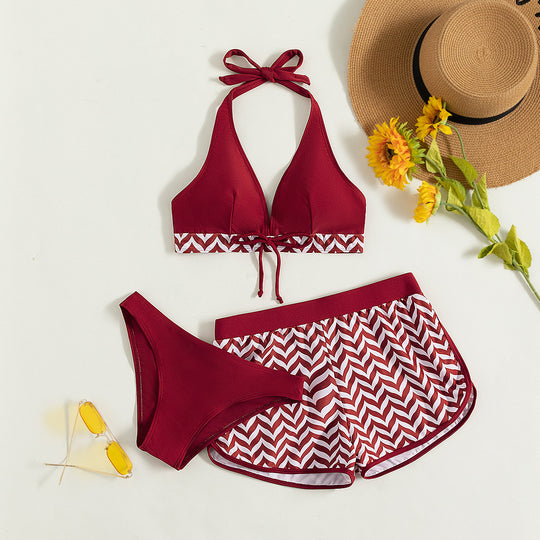 Damen Sport-Bikini-Set mit hoch geschnittenem Oberteil und komfortablen Shorts EB