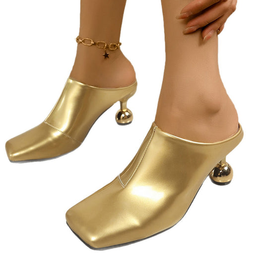 Damen Modische Mules mit schimmernden Absatz EB