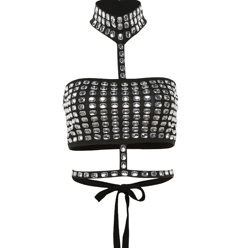 Damen Glamouröses Bandeau-Top mit funkelnden Strassdetails EB