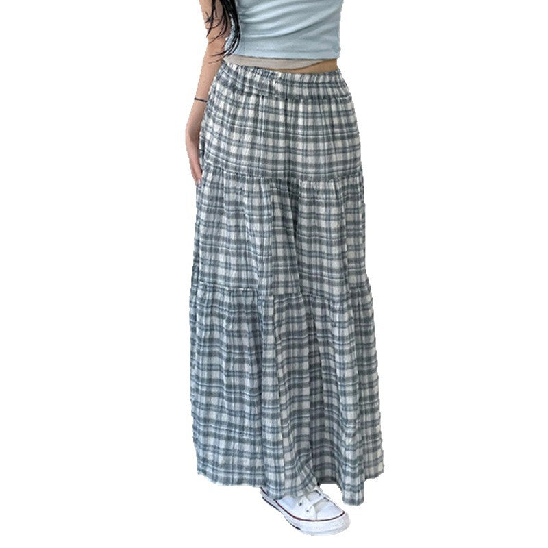Damen Maxirock mit kariertem Design und gestuftem Schnitt EB