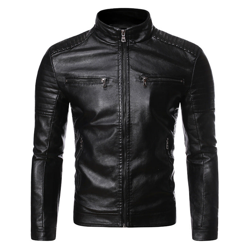 Herren Bikerjacke aus hochwertigem mit Reißverschlusstaschen EB