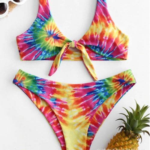 Damen Triangel-Bikini mit verspieltem Knoten-Design und hochwertigem Stoff EB