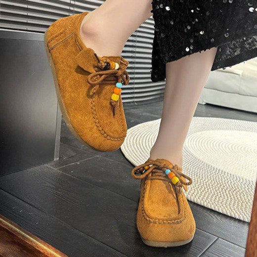 Damen Mokassin-Schuhe mit bunten Schnürdetails EB