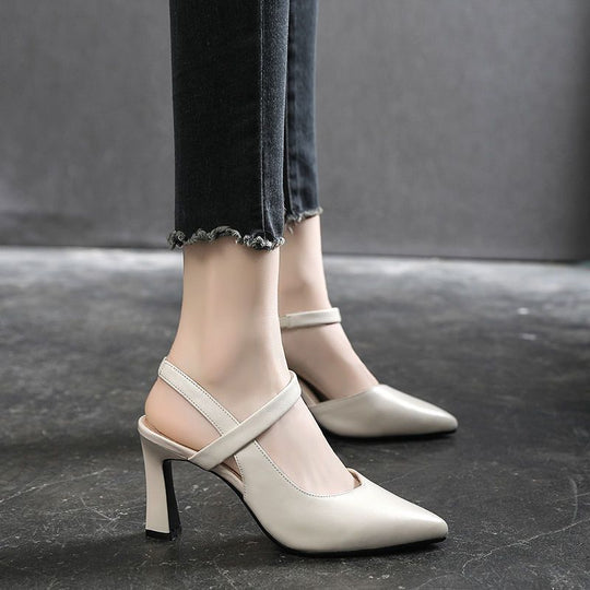 Damen elegante Slingback-Pumps mit hohem Blockabsatz und modischem Riemendesign EB