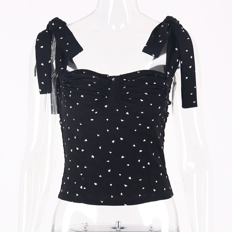 Damen Crop Top mit verspielten Schleifenärmeln und Raffung EB