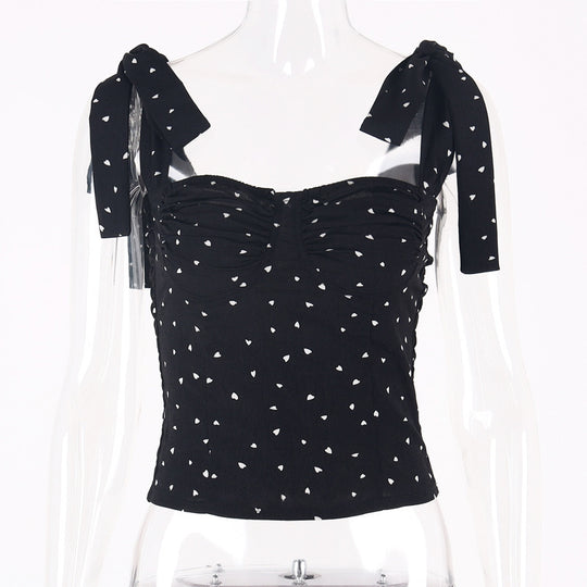 Damen Crop Top mit verspielten Schleifenärmeln und Raffung EB