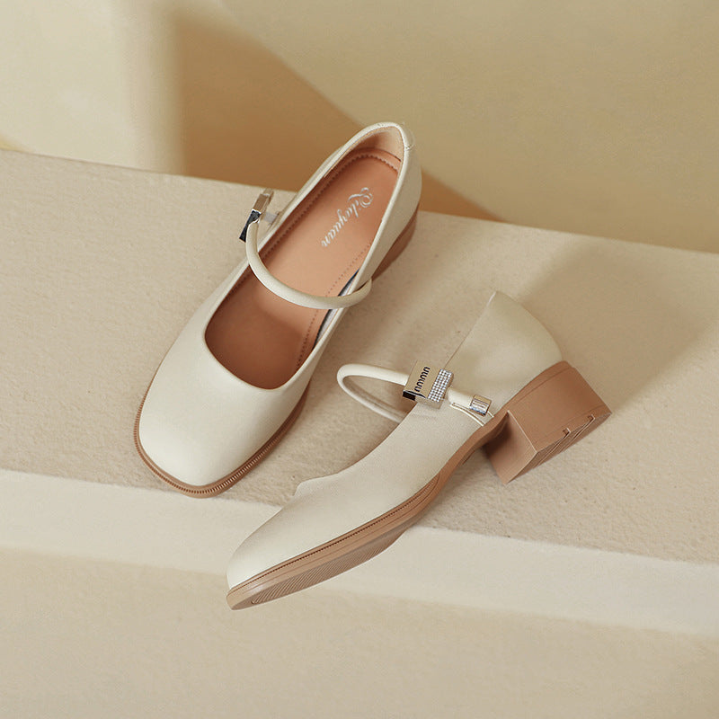 Damen elegante Mary Janes mit modernem Blockabsatz EB