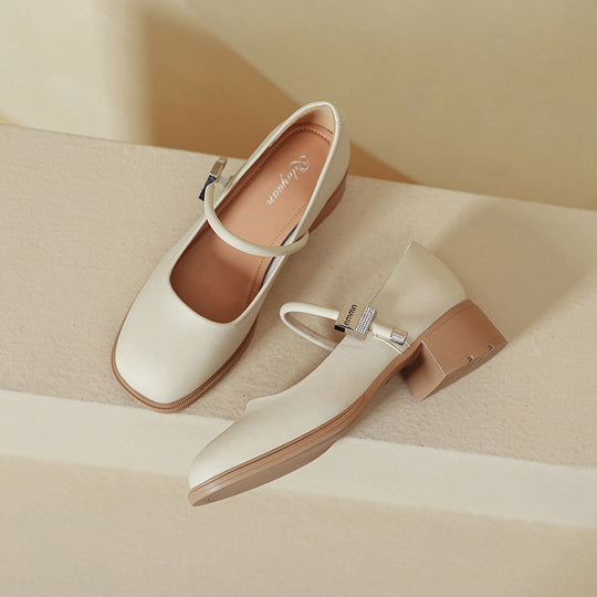 Damen elegante Mary Janes mit modernem Blockabsatz EB