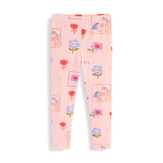 Mädchen Leggings mit buntem Einhorn- und Blumenmuster EB