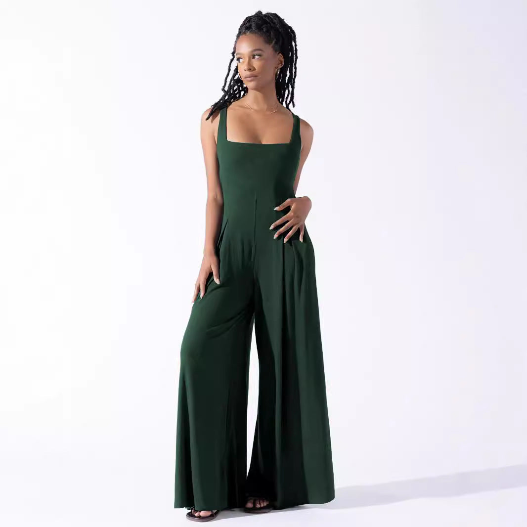 Damen Jumpsuit mit weit geschnittenem Bein und tiefem Rückenausschnitt EB