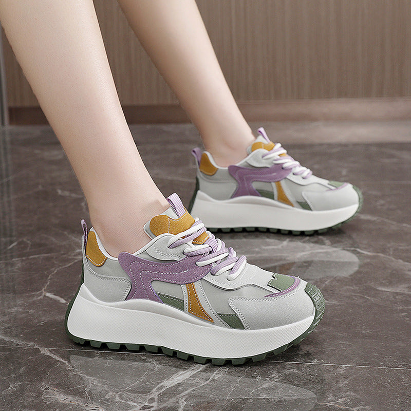 Damen sportliche Chunky Sneakers mit gepolstertem Innenfutter und rutschfester Sohle EB
