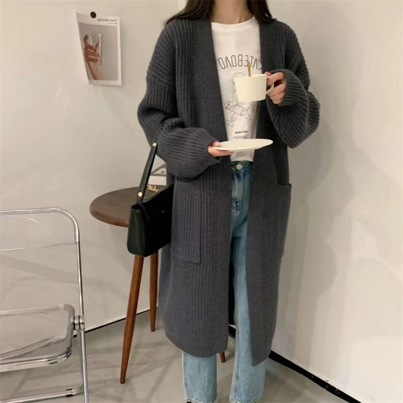 Damen Strickcardigan mit lockerer Silhouette und tiefen Taschen EB