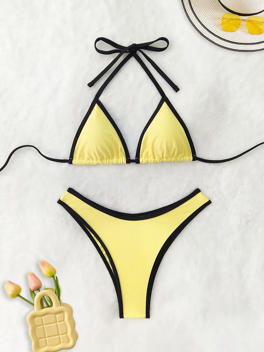 Damen Triangel-Bikini mit aufregendem Streifen-Design EB