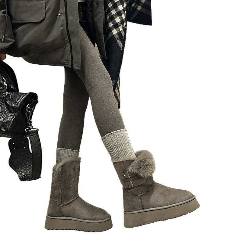 Damen kuschelige Winterstiefel mit verstellbarem Riemen und Soft-Futter EB
