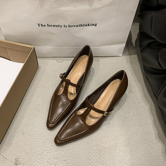 Damen Ballerinas mit elegantem Riemchen und spitzem Zehenbereich EB
