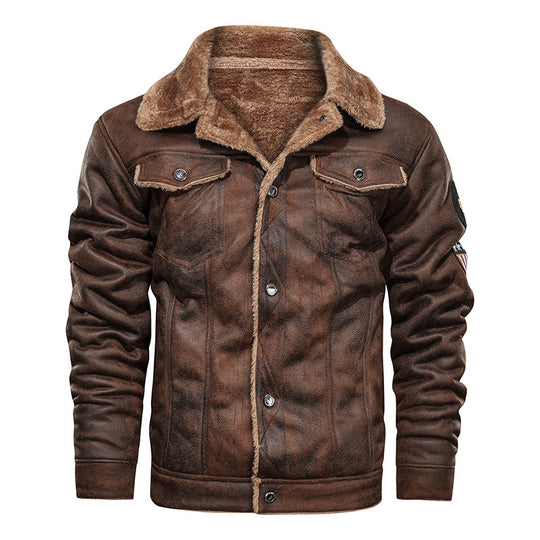 Herren nan gefütterte Lammfelloptik Jeansjacke mit Teddyfutter und Druckknopfleiste EB