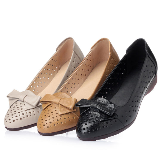 Damen Luftige Ballerinas mit elegantem Schleifen-Detail und atmungsaktiven Perforationen EB