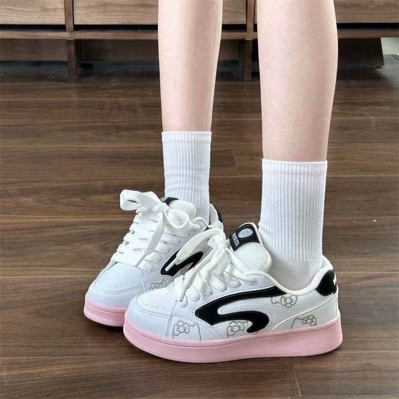 Damen Modische Sneakers mit floralen Motiv und bequemer Dämpfung EB
