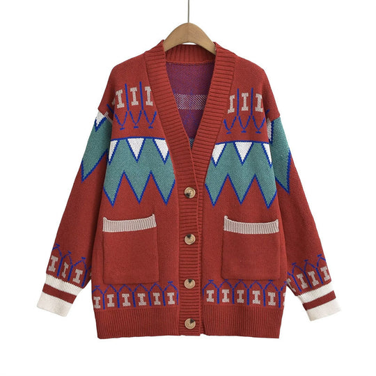 Damen Strickjacke mit kreativem Muster und praktischen Taschen EB