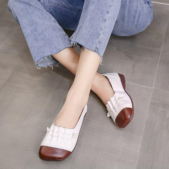 Damen Ballerinas mit modischem Leder-Design und Komfortsohle EB
