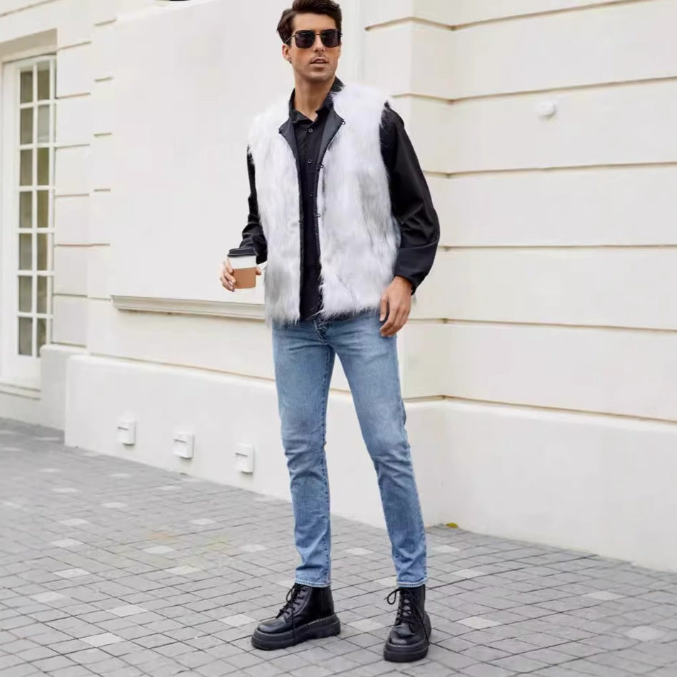 Herren Kunstpelz Weste im modernen Design EB