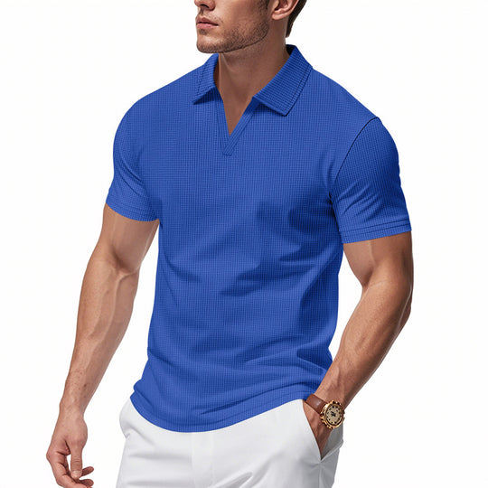 Herren Poloshirt mit strukturiertem Design und modernem V-Ausschnitt EB