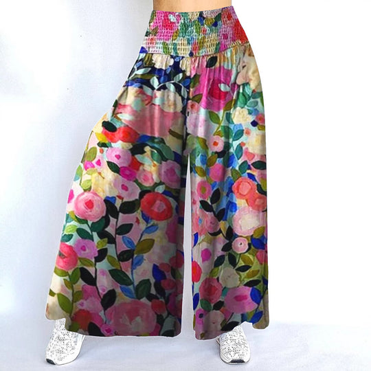Damen Weite Palazzo-Hose mit elastischem Bund und fließendem Stoff EB