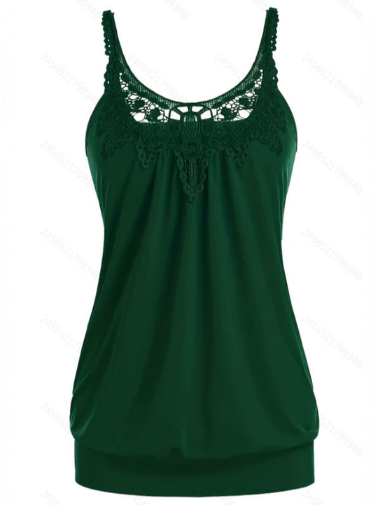 Damen Elegantes Spitzentop mit raffinierten Trägern und lockerer Passform EB