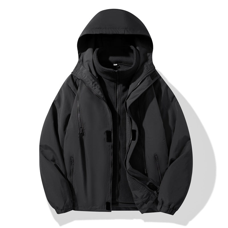 Herren zweiteiliger Regen- und Thermojacke mit abnehmbarer Fleece-Innenjacke und winddichter Membran EB