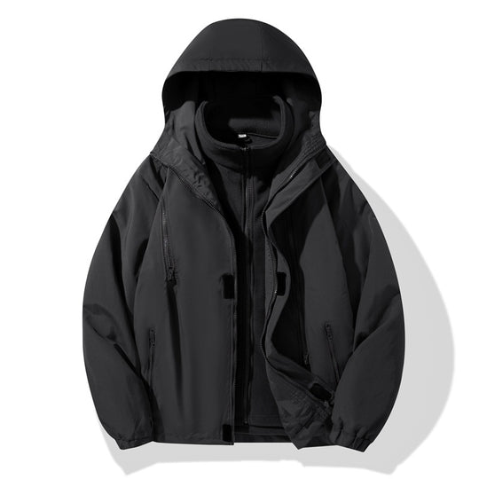 Herren zweiteiliger Regen- und Thermojacke mit abnehmbarer Fleece-Innenjacke und winddichter Membran EB
