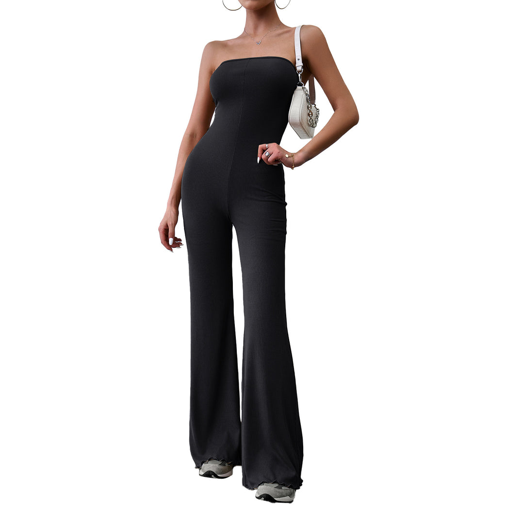 Damen Schmal geschnittenes Jumpsuit mit weitem Bein EB