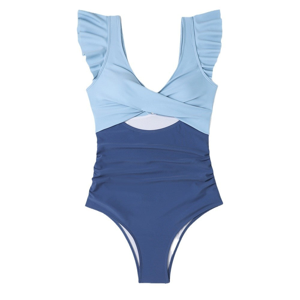 Damen Einteiliger Badeanzug mit voluminösen Rüschen und effektvollem Wickeldesign EB