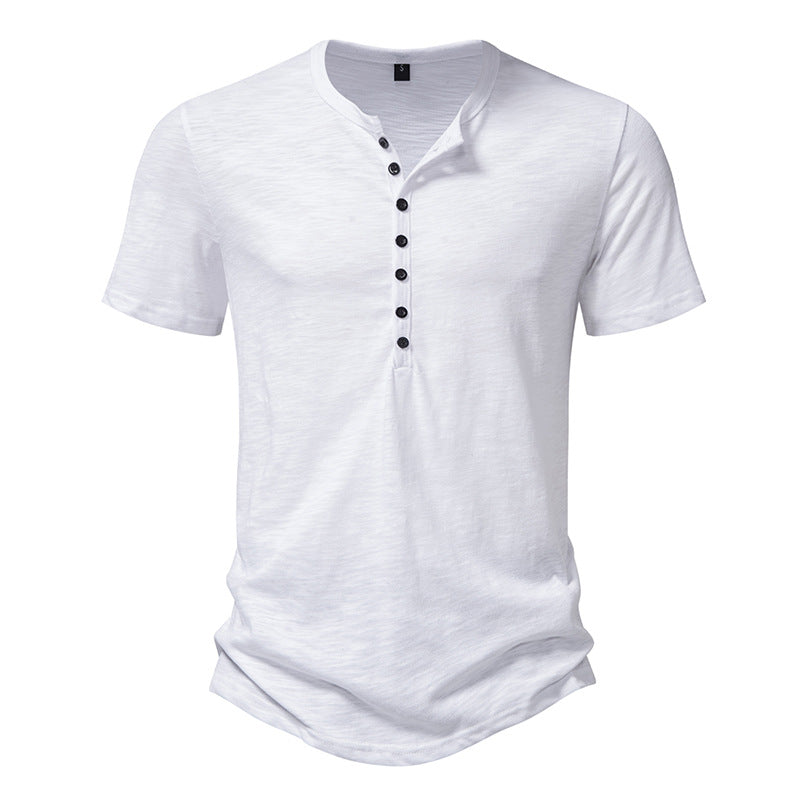 Herren Kurzarm Henley-Shirt mit dekorativer Knopfleiste EB