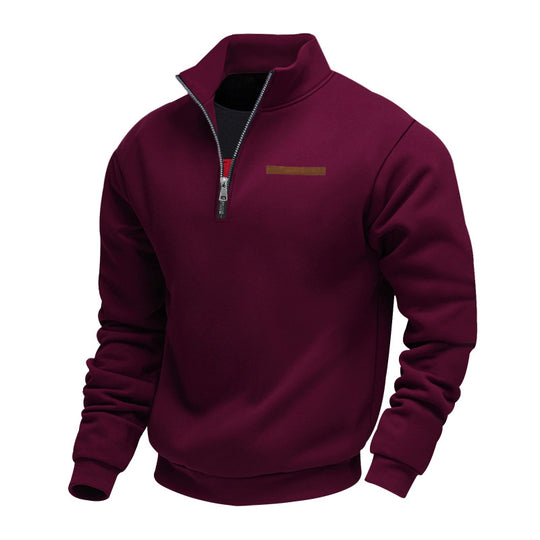 Herren modischer Kapuzenpullover mit halbem Reißverschluss und hochwertigen Details EB