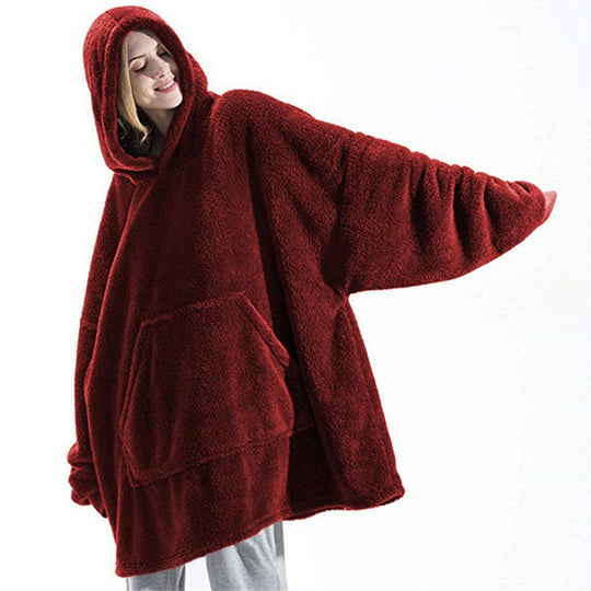 Damen oversize Fleece-Hoodie mit Kängurutasche und Kapuze EB