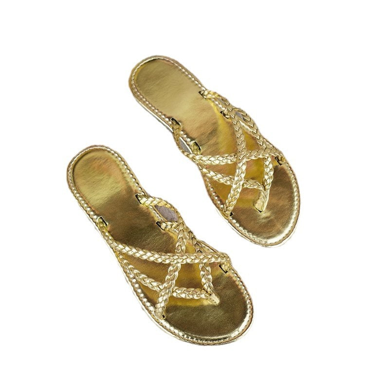 Damen Elegante und stylische Riemensandalen mit geflochtenem Detail EB